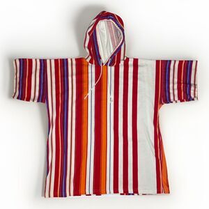 Vintage Excellent Vertical Stripes Hooded T-shirt Size Large Made In USA 90s VTG